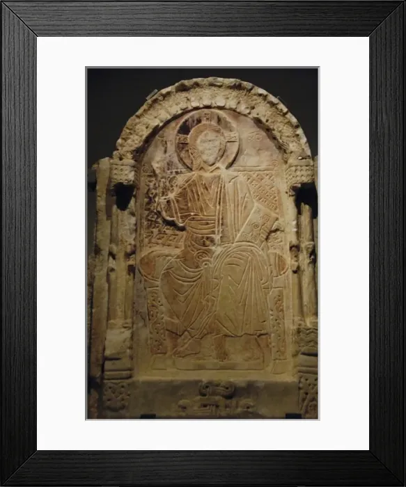 Framed Print : Marble PROSKYNETARION with enthroned Christ. From Peribleptos. Second half of