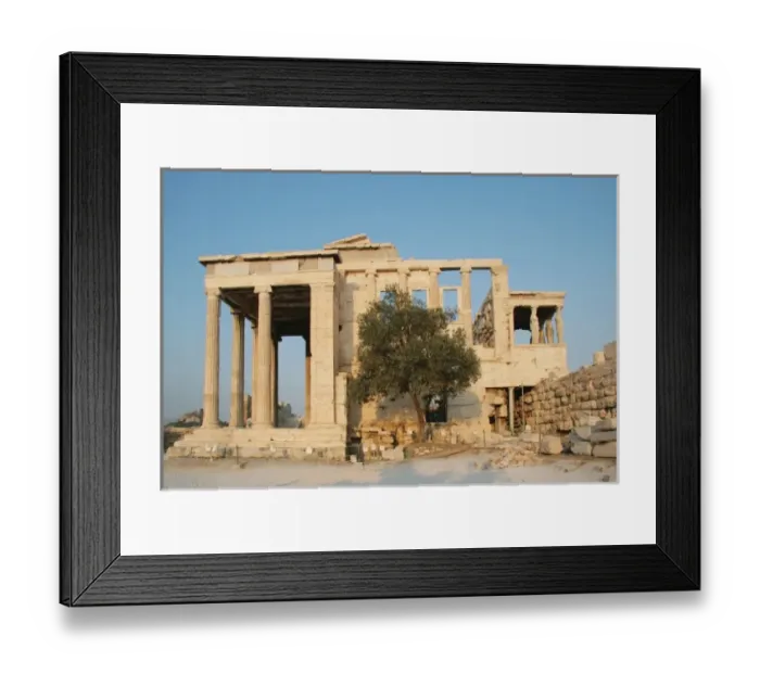 Framed Print : Greek Art. Erechtheum. Temple ionic built between 421-407 BC. The southwest facade