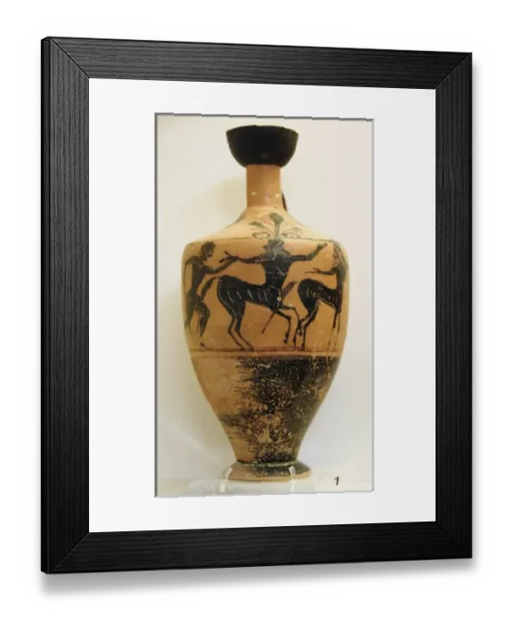 Framed Print : Lekythos black-figure with scenes of Centauromachy. Late 6th century and first half Framed Print : Lekythos black-figure with scenes of Centauromachy. Late 6th century and first half