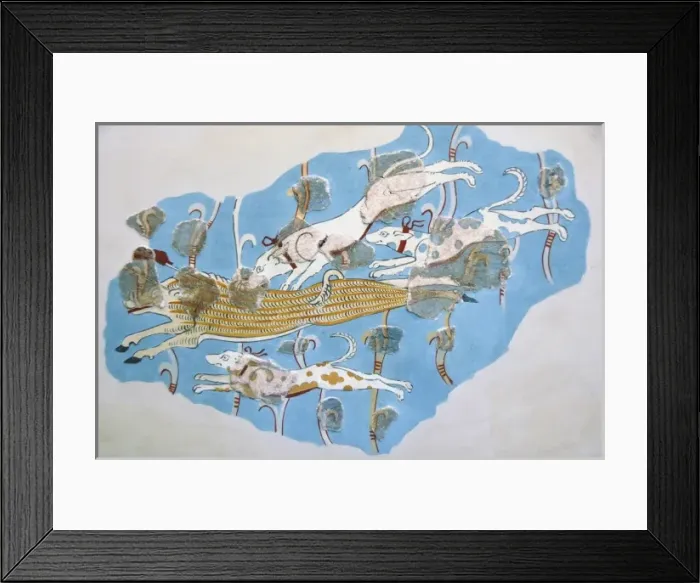 Framed Print : Wild boar hunting. Fresco dated between 14th and 13th century BC. Second palace of Tiryns Framed Print : Wild boar hunting. Fresco dated between 14th and 13th century BC. Second palace of Tiryns