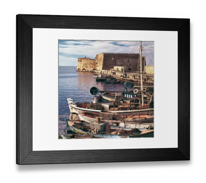 Framed Print : Europe, Greece, Iraklion. Fishing boats are moored at the old port near the Rossa Framed Print : Europe, Greece, Iraklion. Fishing boats are moored at the old port near the Rossa
