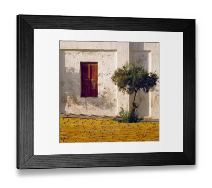 Framed Print : Europe, Greece, Mykonos. Nets stretched to dry form a beaded, saffron-colored carpet in Mykonos Framed Print : Europe, Greece, Mykonos. Nets stretched to dry form a beaded, saffron-colored carpet in Mykonos