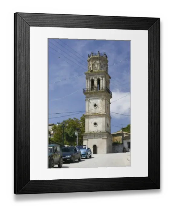 Framed Print : GREECE, Ionian Islands, ZAKYNTHOS, KILIOMENO: Bell Tower of St. Nikolaos Church