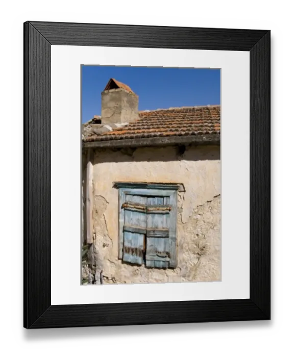 Framed Print : Greece, Crete. Shuttered window in building in town of Kritsa. Lasithi Region Framed Print : Greece, Crete. Shuttered window in building in town of Kritsa. Lasithi Region