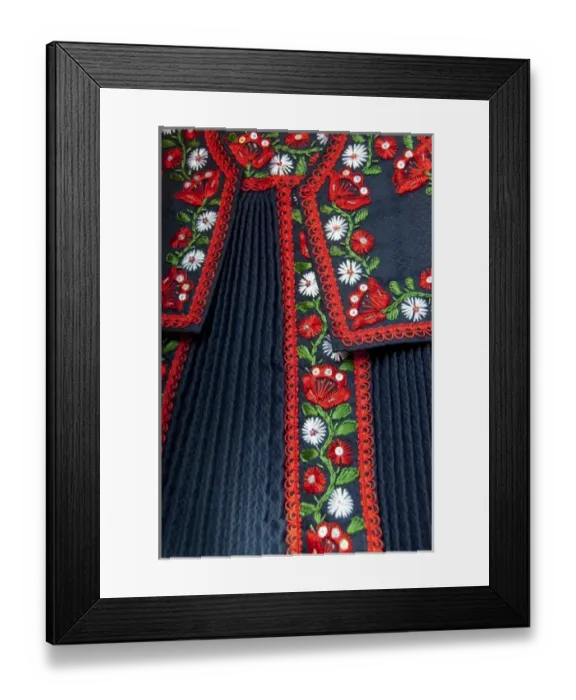 Framed Print : Hungary, Budapest. Buda, Castle Hill, traditional authentic Hungarian embroidered costume Framed Print : Hungary, Budapest. Buda, Castle Hill, traditional authentic Hungarian embroidered costume