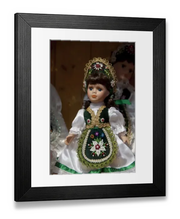 Framed Print : Hungary, capital city of Budapest. Buda, Castle Hill, Hungarian souvenir doll in traditional attire Framed Print : Hungary, capital city of Budapest. Buda, Castle Hill, Hungarian souvenir doll in traditional attire