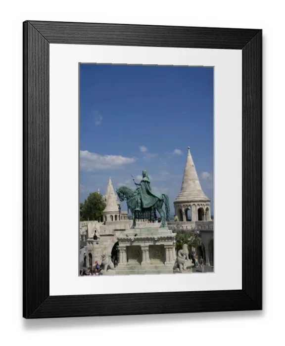Framed Print : Europe, Hungary, Budapest, Buda, Castle Hill, statue of St. Stephen and towers of Framed Print : Europe, Hungary, Budapest, Buda, Castle Hill, statue of St. Stephen and towers of