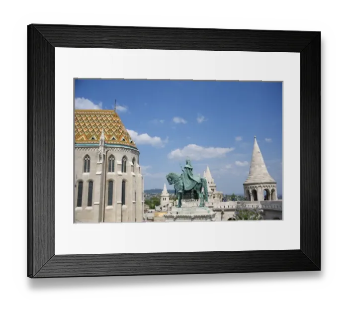 Framed Print : Europe, Hungary, Budapest, Buda, Castle Hill, statue of St. Stephen, Matthias Cathedral Framed Print : Europe, Hungary, Budapest, Buda, Castle Hill, statue of St. Stephen, Matthias Cathedral