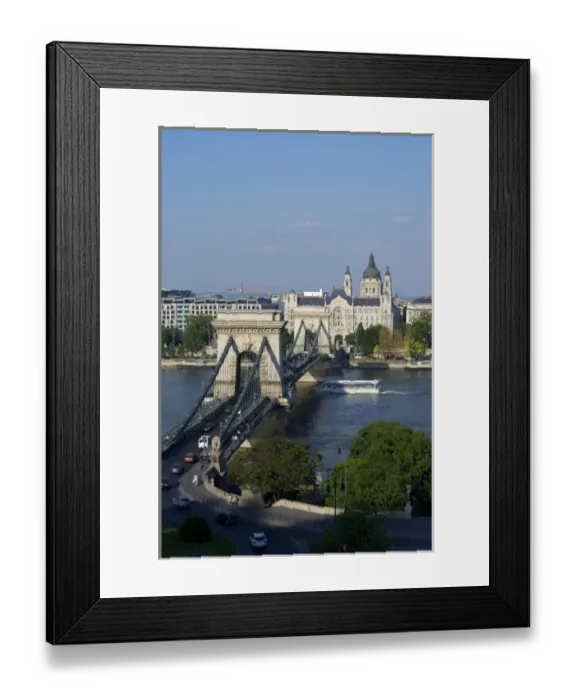 Framed Print : Europe, Hungary, Budapest, Szechenyi Lanchid Chain Bridge, Danube River Framed Print : Europe, Hungary, Budapest, Szechenyi Lanchid Chain Bridge, Danube River