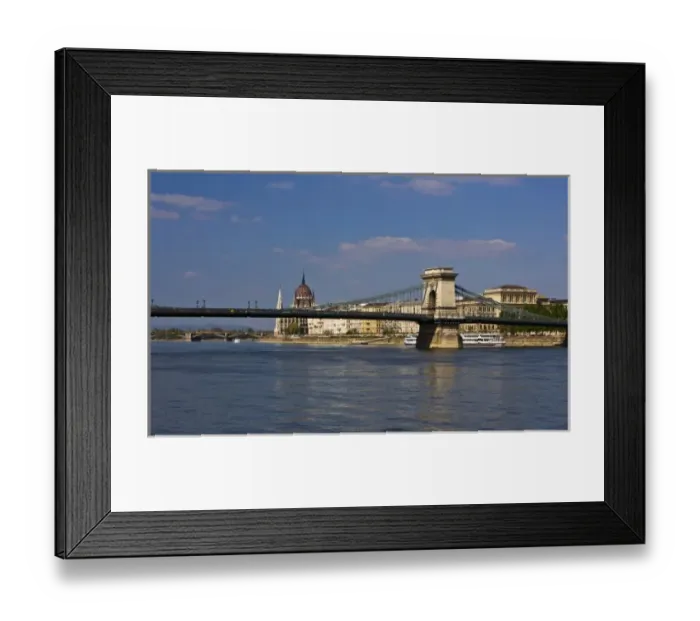 Framed Print : A view of the Chain Bridge in Budapest Hungary Framed Print : A view of the Chain Bridge in Budapest Hungary