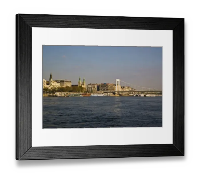 Framed Print : A view of Bridge in Budapest Hungary on the Danube River