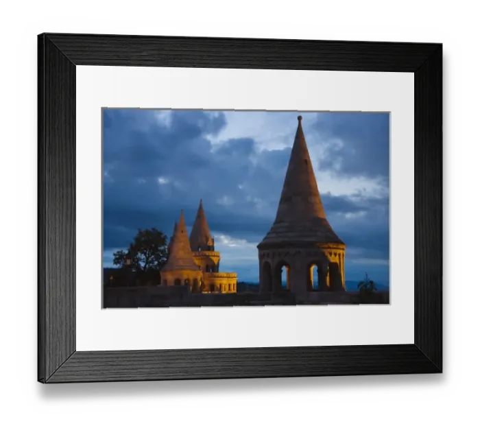Framed Print : Night view of Fishermans Bastion, Castle Hill, Budapest, Hungary Framed Print : Night view of Fishermans Bastion, Castle Hill, Budapest, Hungary