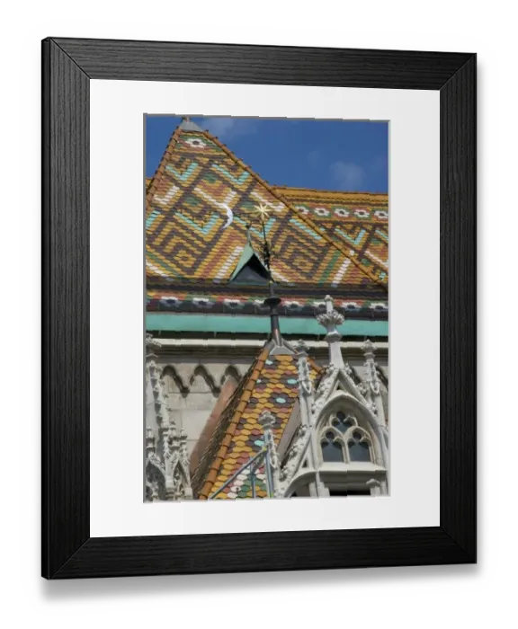 Framed Print : Europe, Hungary, Budapest, Castle district, detail of Matthias Church, tile roof Framed Print : Europe, Hungary, Budapest, Castle district, detail of Matthias Church, tile roof