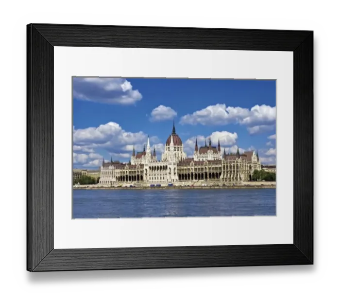Framed Print : Hungary, Budapest, View of the Parliament and the Blue Danube River