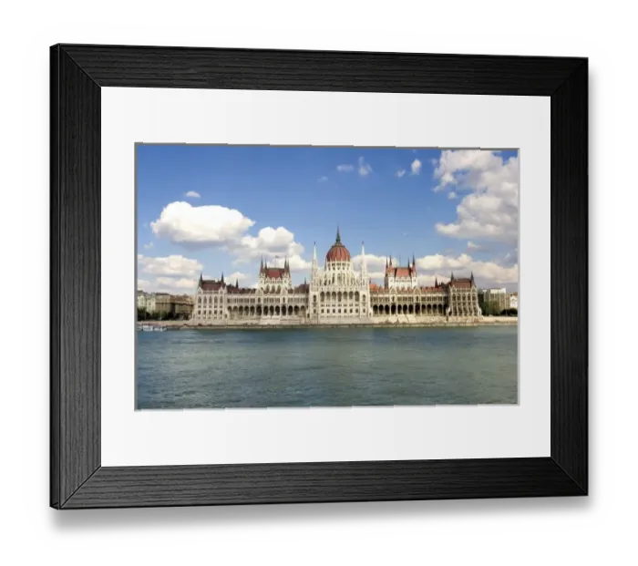 Framed Print : Hungary, Budapest, View of the Parliament and the Blue Danube River