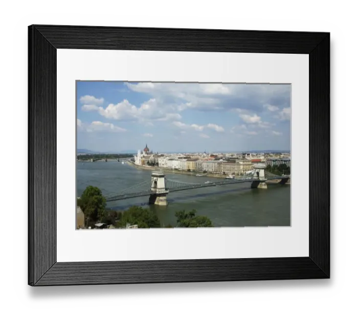 Framed Print : Hungary, Budapest. View of Chain Bridge over Danube river Framed Print : Hungary, Budapest. View of Chain Bridge over Danube river