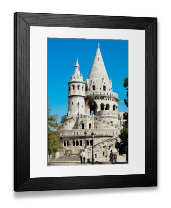 Framed Print : Hungary, Budapest. View of Fishermans Bastion, designed by Frigyes Schlek in Framed Print : Hungary, Budapest. View of Fishermans Bastion, designed by Frigyes Schlek in