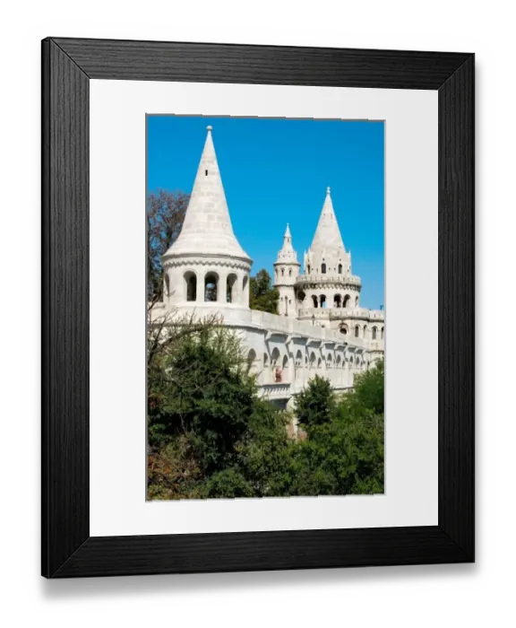 Framed Print : Hungary, Budapest. View of Fishermans Bastion, designed by Frigyes Schlek in Framed Print : Hungary, Budapest. View of Fishermans Bastion, designed by Frigyes Schlek in