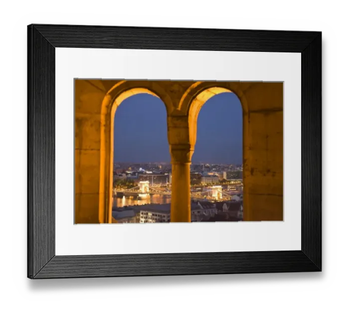 Framed Print : View from Fishermens Bastion next to Matyas Church, Castle Hill, Bude side of Central Budapest
