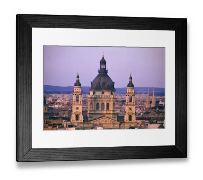 Framed Print : HUNGARY, Budapest. View of St. Stephens Basilica from Castle Hill. (RF) Framed Print : HUNGARY, Budapest. View of St. Stephens Basilica from Castle Hill. (RF)