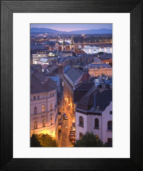 Framed Print : HUNGARY, Budapest. View of the Buda side of Budapest from Castle Hill. (RF)