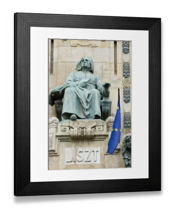 Framed Print : Statues of Franz Liszt above the entrance of the Liszt Ferenc Academy of Music founded by pianist Framed Print : Statues of Franz Liszt above the entrance of the Liszt Ferenc Academy of Music founded by pianist
