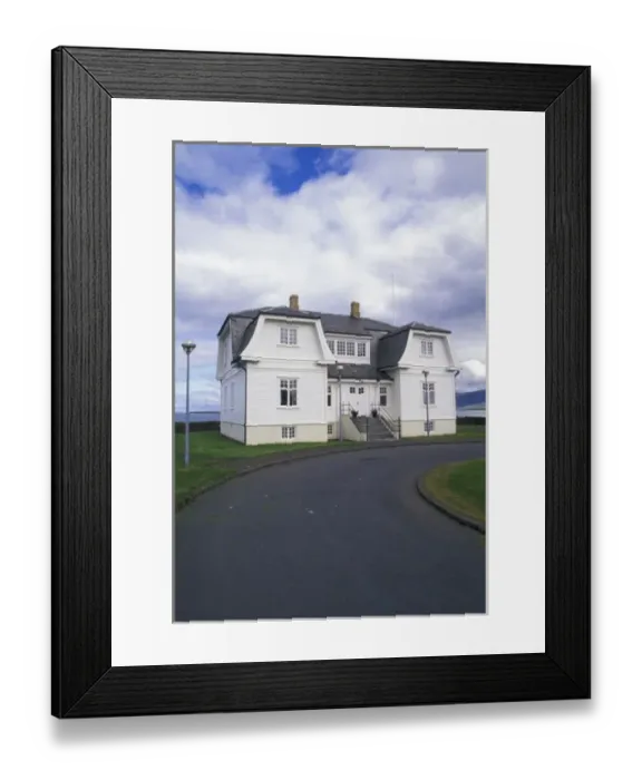 Framed Print : Iceland, Reykjavik. Reykjavik summit house, made famous by former President Reagan