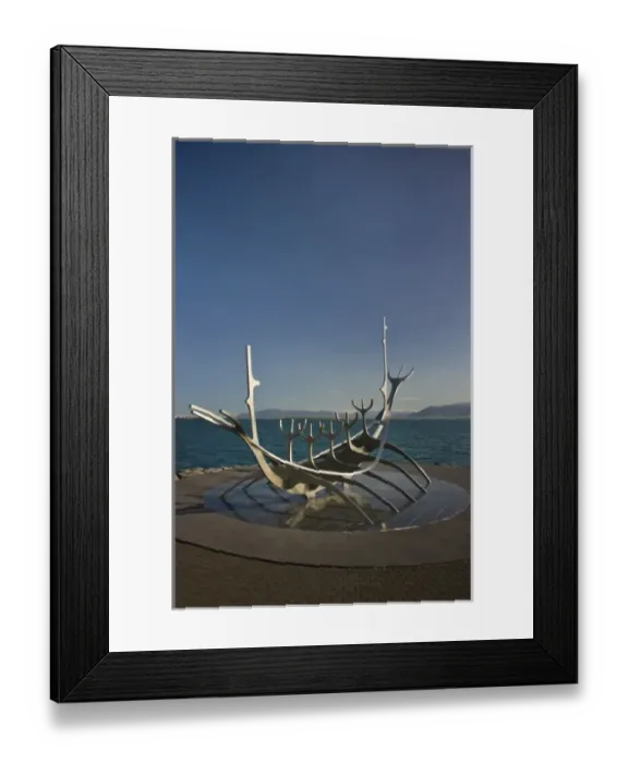 Framed Print : Iceland, Reykjavik. The metal sculpture Sun Voyager by artist Jon Gunnar Arnason Framed Print : Iceland, Reykjavik. The metal sculpture Sun Voyager by artist Jon Gunnar Arnason