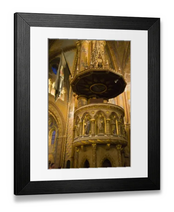 Framed Print : Pulpit in the Matyas Church, Castle Hill, Buda side of Central Budapest, Capital of Hungary Framed Print : Pulpit in the Matyas Church, Castle Hill, Buda side of Central Budapest, Capital of Hungary
