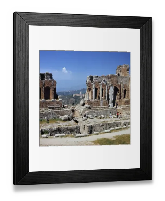 Framed Print : Italy, Sicily, Taormina. Tourists explore the Greek Theater at Taormina on Sicily, Italy Framed Print : Italy, Sicily, Taormina. Tourists explore the Greek Theater at Taormina on Sicily, Italy