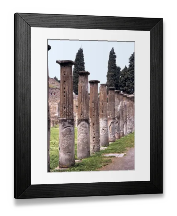 Framed Print : Europe, Italy, Pompeii. The columns at the gladiators barracks are all that