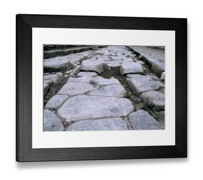 Framed Print : Europe, Italy, Pompeii. The ruts of chariots are still visible at Pompeii, a World Heritage Site