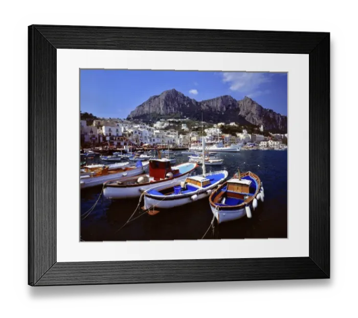 Framed Print : Europe, Italy, Capri. Boats line the harbor at Marina Grande on the Isle of Capri near Naples