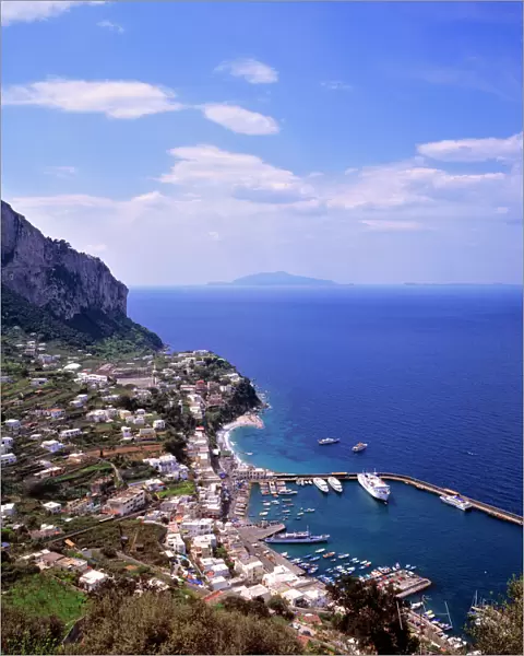 Europe, Italy, Capri. Marina Grande as seen from Capri, on the Isle of Capri in Italy