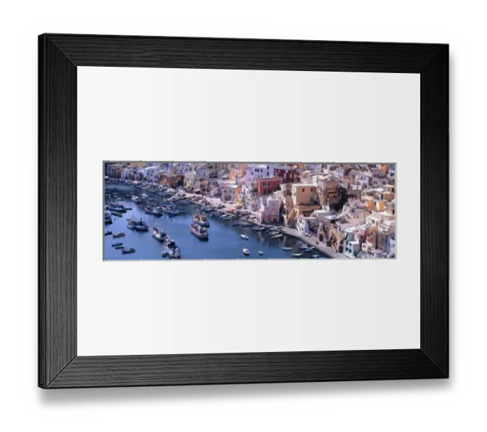 Framed Print : Europe, Italy, Procida. The homes and the boats are painted lively colors in Corricella Framed Print : Europe, Italy, Procida. The homes and the boats are painted lively colors in Corricella
