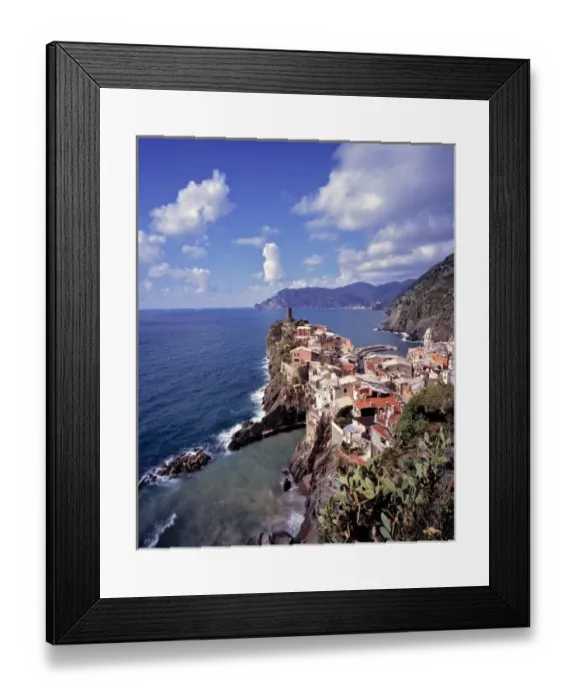 Framed Print : Europe, Italy, Vernazza. The red-tiled houses of Vernazza are built overlooking