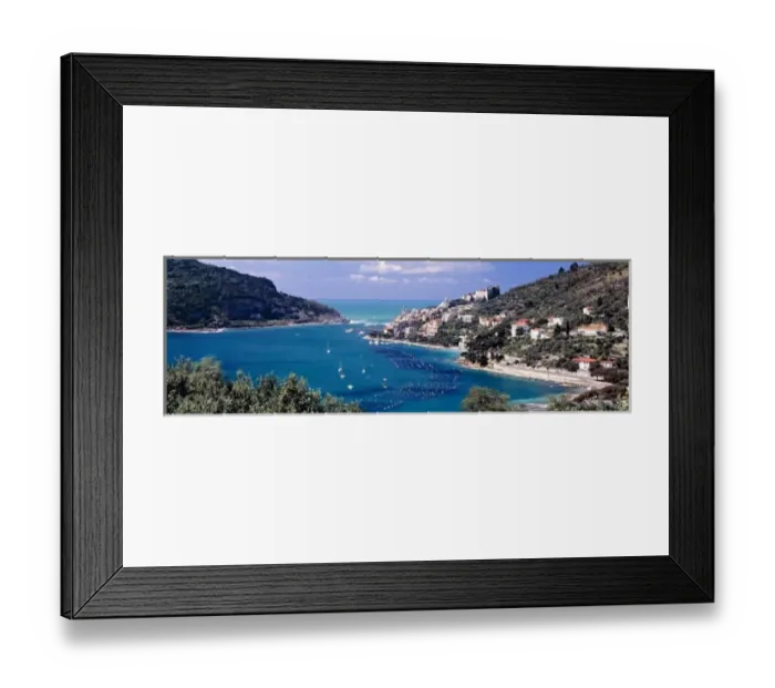 Framed Print : Europe, Italy, Portovenere. A narrow inlet protects the small boat harbor at Portovenere