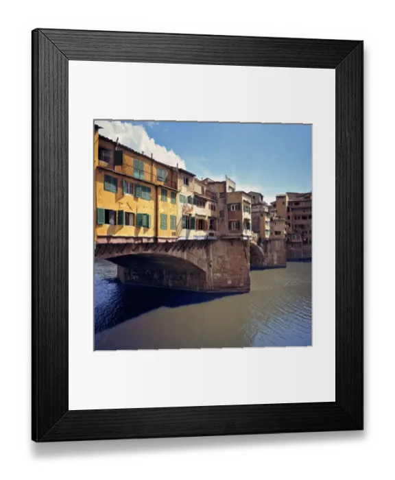 Framed Print : Europe, Italy, Florence. The Ponte Vecchio, a World Heritage Site, spans the Arno River in Florence