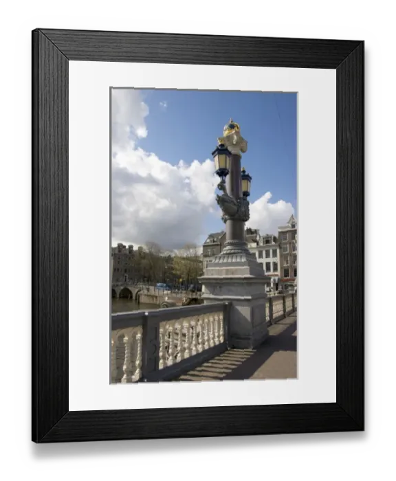 Framed Print : Netherlands, South Holland, Amsterdam, River Amstel, Blaubrug, Blue Bridge