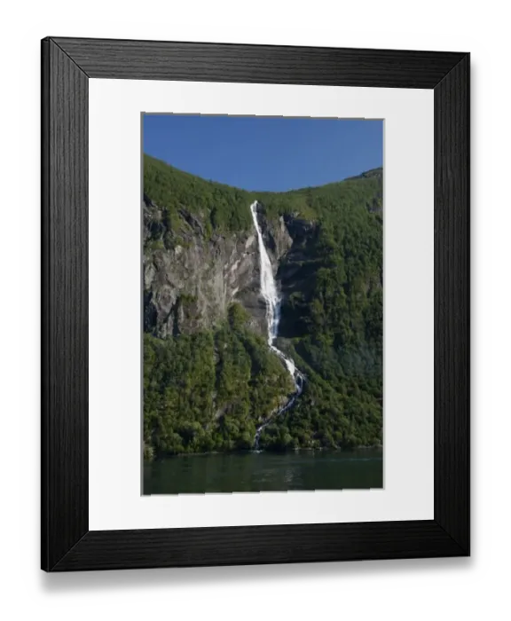 Framed Print : Norway, Geirangerfjord (UNESCO), Geiranger. Scenic fjord view near Geiranger, waterfall