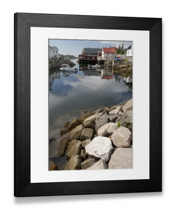 Framed Print : Norway, Nordland, Lofoten Archipelago, Mount Vagakaillen area. Fishing village of Framed Print : Norway, Nordland, Lofoten Archipelago, Mount Vagakaillen area. Fishing village of