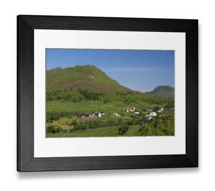 Framed Print : Norway, Nordland, Lofoten Archipelago, Borgelva. Typical countryside view
