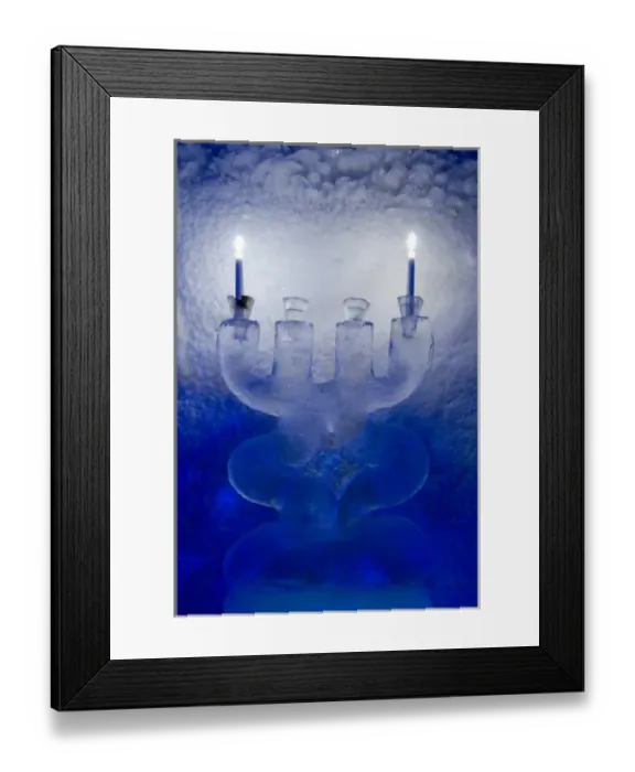 Framed Print : Norway, Nordland, Lofoten Archipelago, Gravdal. Ice Bar & Gallery. Ice candles