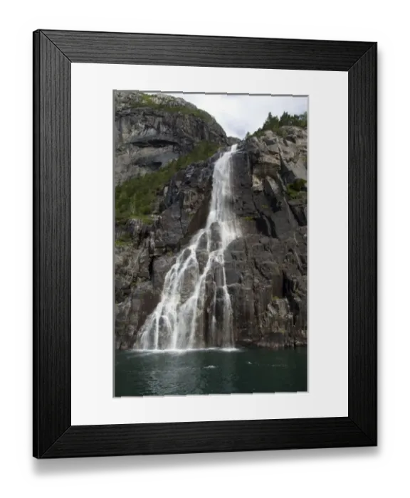 Framed Print : Norway, Stavanger, Lysefjord (aka Lyse Fjord). Hanging Waterfall Framed Print : Norway, Stavanger, Lysefjord (aka Lyse Fjord). Hanging Waterfall
