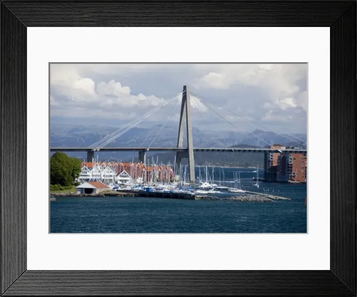Framed Print : Norway, Stavanger. Sailboats in the port area