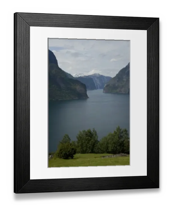Framed Print : Norway, Aurland near Flam. View of Aurland Fjord an arm of Sogne Fjord, the longest