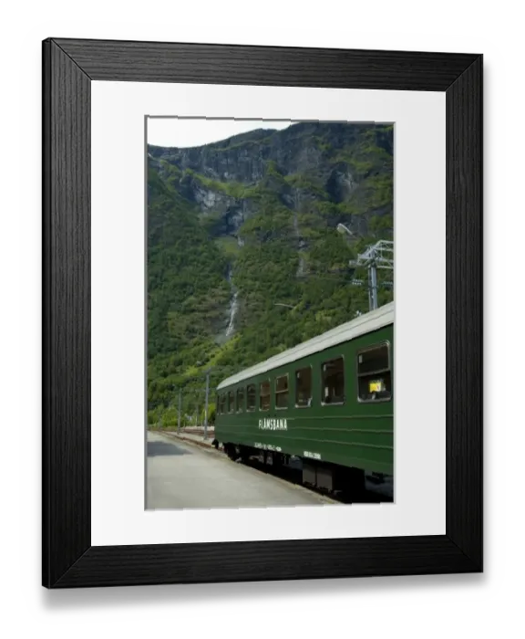 Framed Print : Norway, Flam. Flam Railway (aka Flamsbana) scenic electric tourist train, Flam station