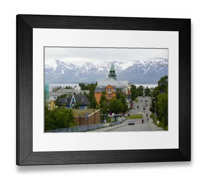 Framed Print : Norway, Tromso. Gateway to the Arctic located above the Arctic Circle. Trumso Cathedral, c
