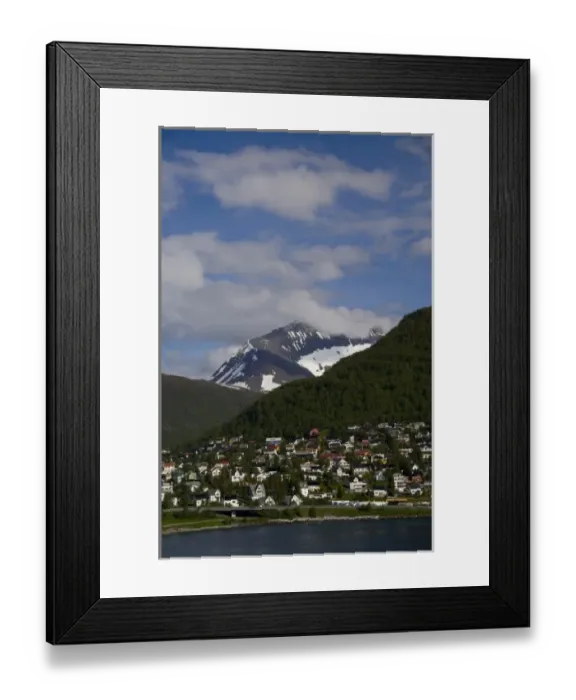 Framed Print : Norway, Tromso. Gateway to the Arctic located above the Arctic Circle. Sailing into Framed Print : Norway, Tromso. Gateway to the Arctic located above the Arctic Circle. Sailing into