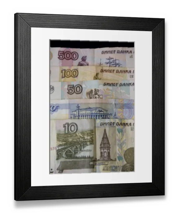 Framed Print : Russia - Russian currency, the Rouble, bills. Property released Framed Print : Russia - Russian currency, the Rouble, bills. Property released